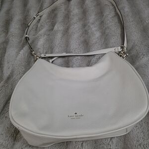 Kate Spade Ivory/ White Large Shoulder Bag/ Crossbody In Pebbled Leather.